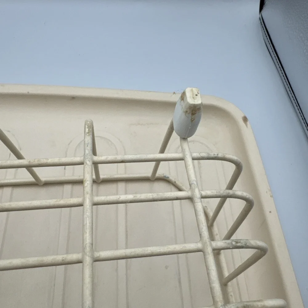 Vtg Rubbermaid Coated Dish Drainer Beige and Draining Tray